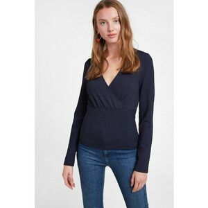 Bluza crop cu decolteu cache-coeur - Bleumarin imagine