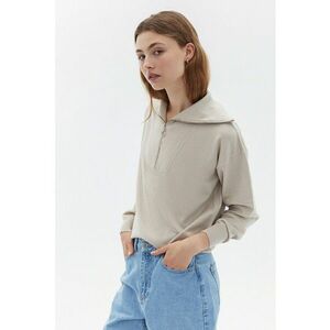 Bluza de trening lejera cu fermoar - Maro taupe imagine