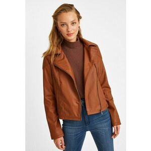 Jacheta biker de piele ecologica - Maro scortisoara imagine