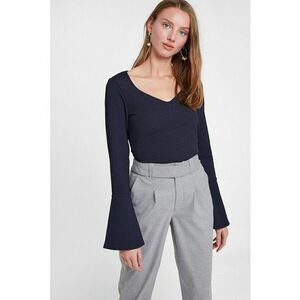 Bluza texturata cu maneci clopot - Bleumarin imagine