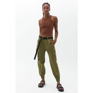 Pantaloni cargo cu cordon in talie - Verde masliniu imagine
