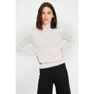 Pulover slim fit cu guler inalt - Roz pal imagine