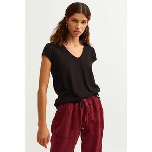 Tricou de bumbac cu maneci foarte scurte - Negru imagine