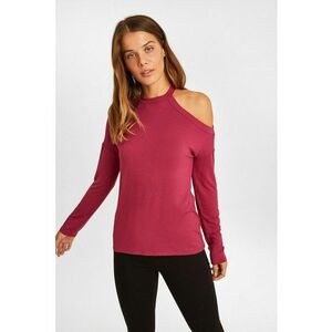 Bluza cu decupaj - Roz zmeuriu imagine