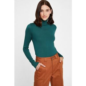 Pulover slim fit cu guler inalt - Verde englez imagine