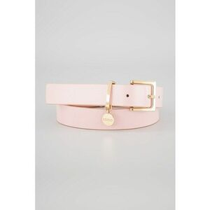 Curea din piele cu logo metalic Amelia - Roz pastel imagine