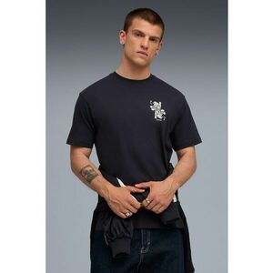 Tricou relaxed fit cu imprimeu pe partea din spate - Albastru ultramarin/Alb murdar imagine