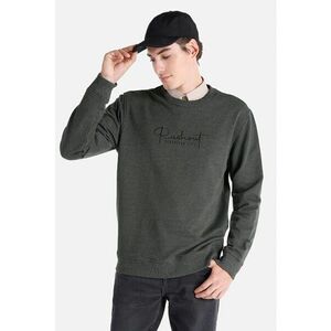 Bluza sport din amestec de bumbac cu imprimeu text - Verde melange imagine