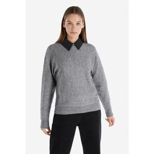 Pulover tricotat fin cu maneci cazute - Gri melange imagine