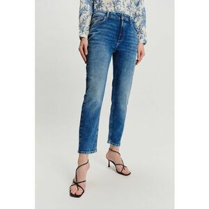 Blugi slim-fit din amestec de modal cu talie medie - Albastru inchis imagine