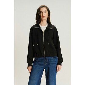 Bluza de trening cu terminatie elastica si fermoar - Negru imagine
