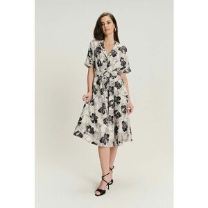 Rochie midi cu design si model - Negru/Grej imagine