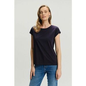 Tricou din bumbac cu decolteu rotund - Albastru indigo imagine