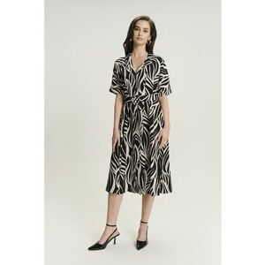 Rochie midi cu design si model - Negru/Maro nisip imagine