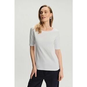 Tricou uni cu decolteu rotund - Alb imagine
