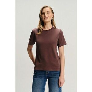Tricou regular-fit cu model uni - Maro inchis imagine