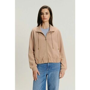 Bluza de trening cu terminatie elastica si fermoar - Maro deschis imagine