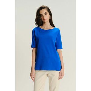 Tricou uni cu decolteu rotund - Albastru royal imagine
