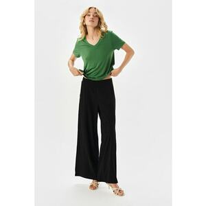 Tricou cu decolteu in V - Verde aquamarin imagine