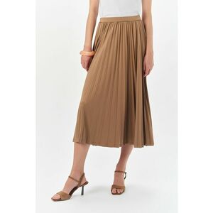 Fusta midi evazata cu model uni - Maro deschis imagine