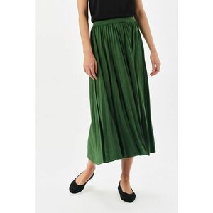 Fusta midi evazata cu model uni - Verde englez imagine