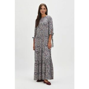 Rochie lejera cu imprimeu paisley - Albastru inchis/Roz deschis/Alb murdar imagine