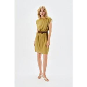 Rochie evazata cu o curea - Verde masliniu imagine