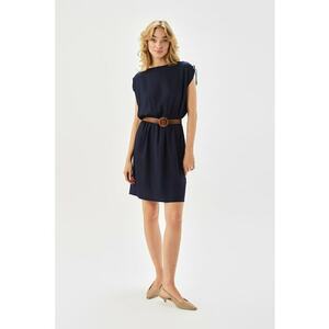 Rochie evazata cu o curea - Albastru ultramarin imagine