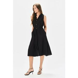 Rochie cu o curea si volane - Negru imagine