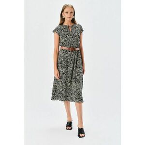 Rochie midi cu model - Alb fildes/Negru imagine