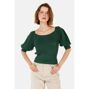 Pulover cu maneci bufante - Verde aquamarin imagine