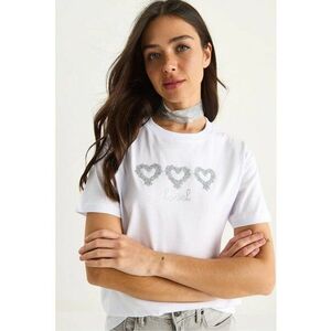 Tricou dama - guler rotund - brodat - alb bumbac imagine