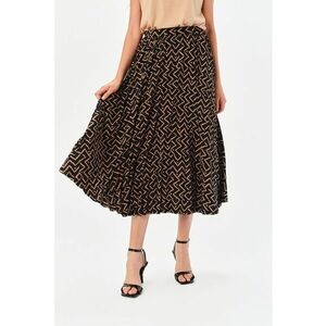 Fusta cu croiala pe bie si model herringbone - Negru/Portocaliu persan imagine