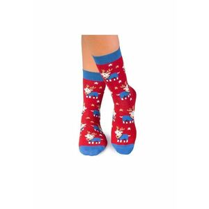 Sosete bumbac de craciun Colour Cotton Ren Jucaus - 35-38 EU - Rosu imagine