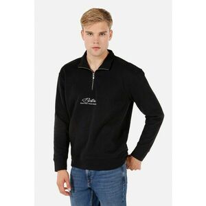 Bluza de trening din amestec de bumbac cu fenta cu fermoar - Negru imagine