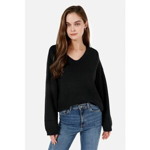 Pulover uni cu decolteu in V - Negru imagine