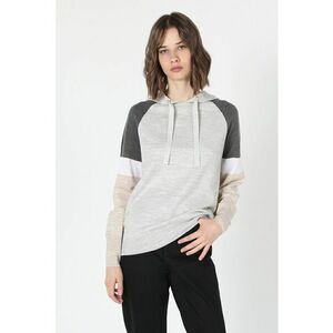 Hanorac din amestec de lana cu design colorblock - Bej/Gri melange imagine
