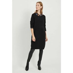 Rochie tricotata fin cu croiala dreapta Viril - Negru imagine