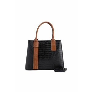 Geanta shopper din piele cu aspect de piele de reptila Monviso - Negru/Maro imagine