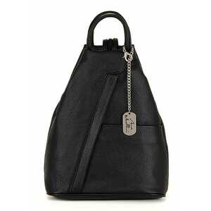 Rucsac din piele cu barete cu fermoar - Negru imagine