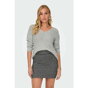 Pulover cu decolteu in V si maneci cazute New Megan - Gri deschis imagine