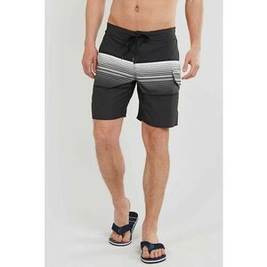 Pantaloni scurti de baie cu model in dungi Salimu - Alb/Gri antracit imagine