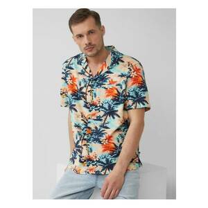 Camasa barbati cu maneca scurta si imprimeu tropical -Regular fit - Multicolor imagine