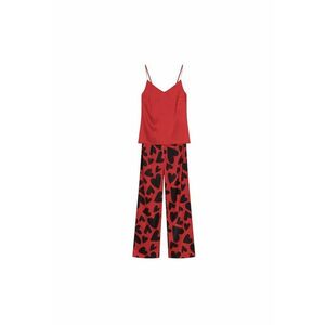 Pijamale de dama Jenya rosu - Geometric imagine