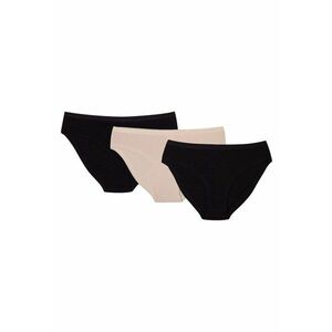 Chiloti tip figi Nansu set de 3 perechi negru - bej - Multicolor imagine