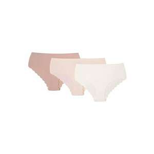 Chiloti cu talie inalta Neony set de 3 perechi bej - crem - Multicolor imagine