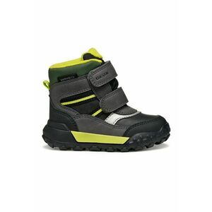 Ghete din piele ecologica cu segmente cu inchidere velcro - Negru/Verde electric imagine