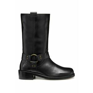 Cizme mid-calf de piele - Negru imagine