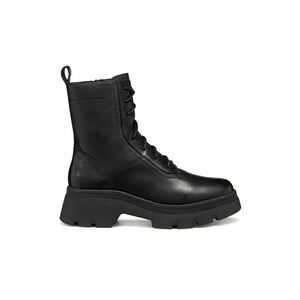 Botine de piele ecologica si piele - Negru imagine