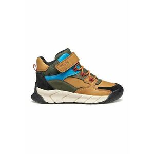 Botine cu garnituri de piele intoarsa si velcro - Caramel/Albastru deschis/Verde feriga imagine